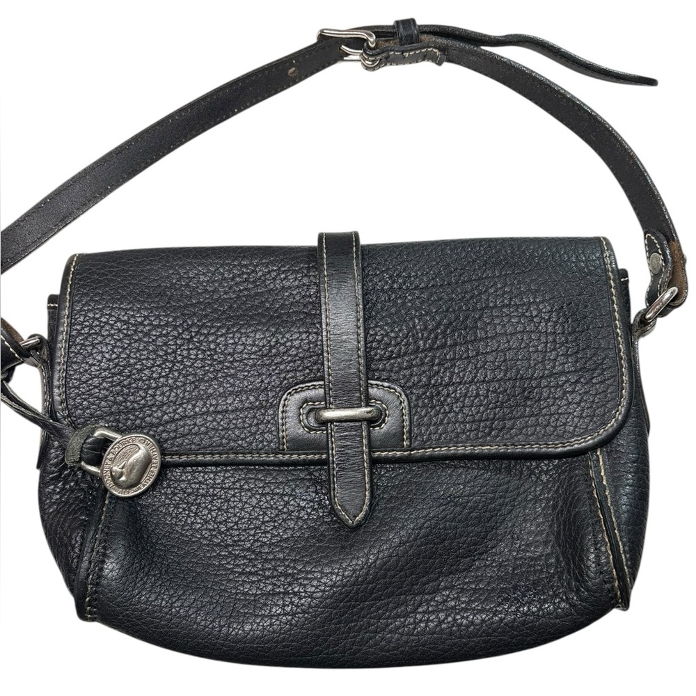 VINTAGE RARE Dooney & Bourke Black Pebble Leather Crossbody